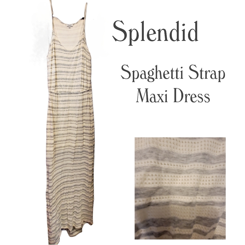 SPLENDID eyelet Maxi Dress. With Half Slip And Side Slit. Med - Picture 2 of 11